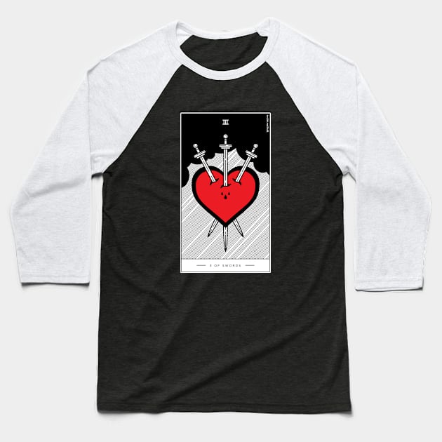 3 of Swords Baseball T-Shirt by averymuether